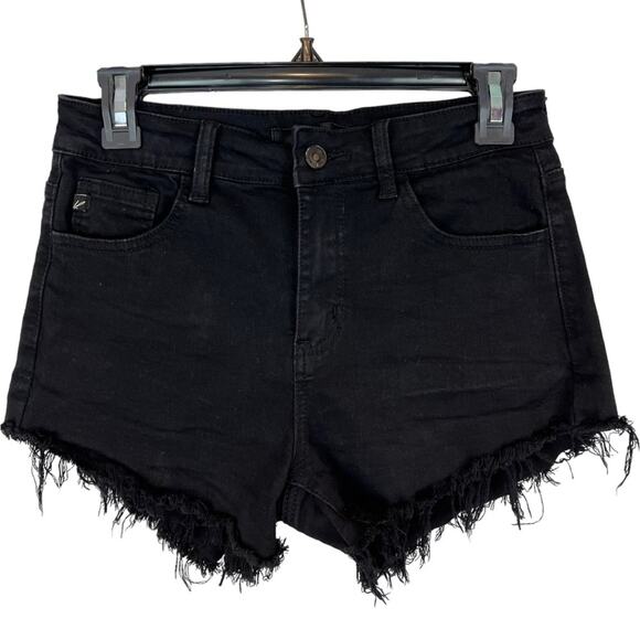 KanCan Distressed Raw Hem Black Cut off Jean Shorts - Picture 7 of 7